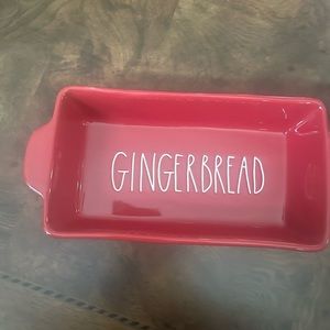 Rae Dunn Gingerbread Red Loaf Baking Dish Christmas NEW